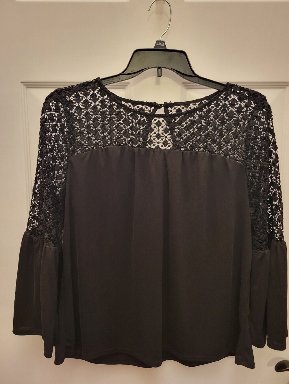 Embellished,embroidered White House Black Market Black Lace Yoke Blouse